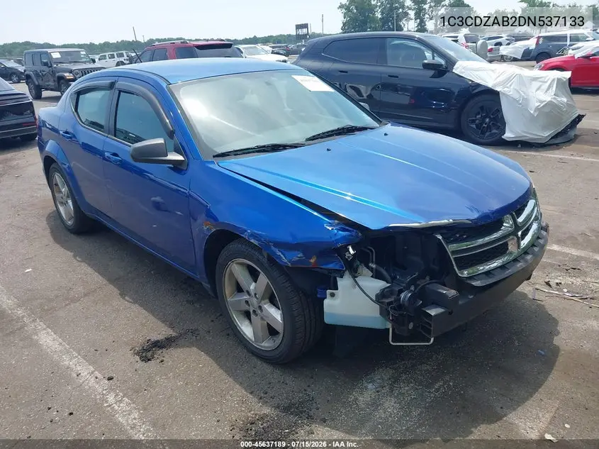 2013 Dodge Avenger Se VIN: 1C3CDZAB2DN537133 Lot: 45637189