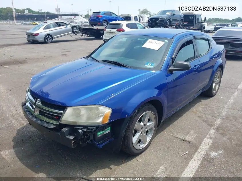 2013 Dodge Avenger Se VIN: 1C3CDZAB2DN537133 Lot: 45637189