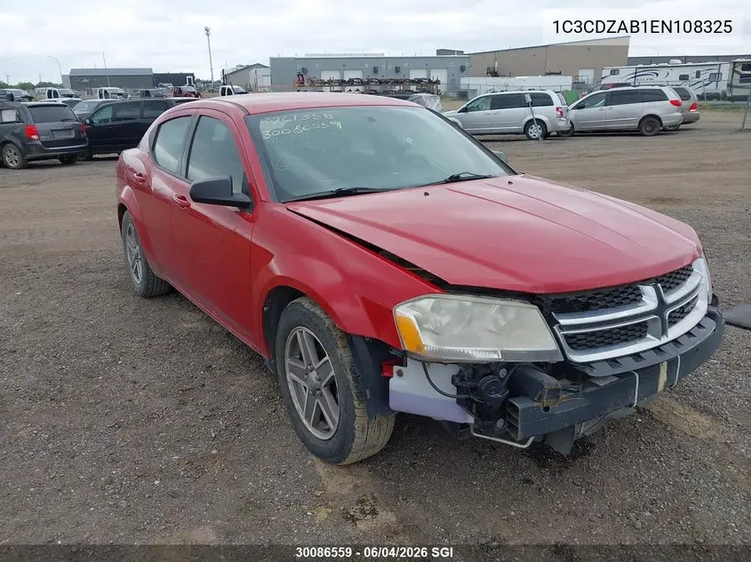 2014 Dodge Avenger Se VIN: 1C3CDZAB1EN108325 Lot: 30086559