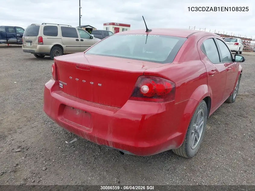 2014 Dodge Avenger Se VIN: 1C3CDZAB1EN108325 Lot: 30086559