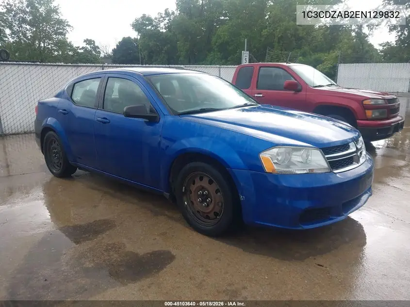2014 Dodge Avenger Se VIN: 1C3CDZAB2EN129832 Lot: 45103640
