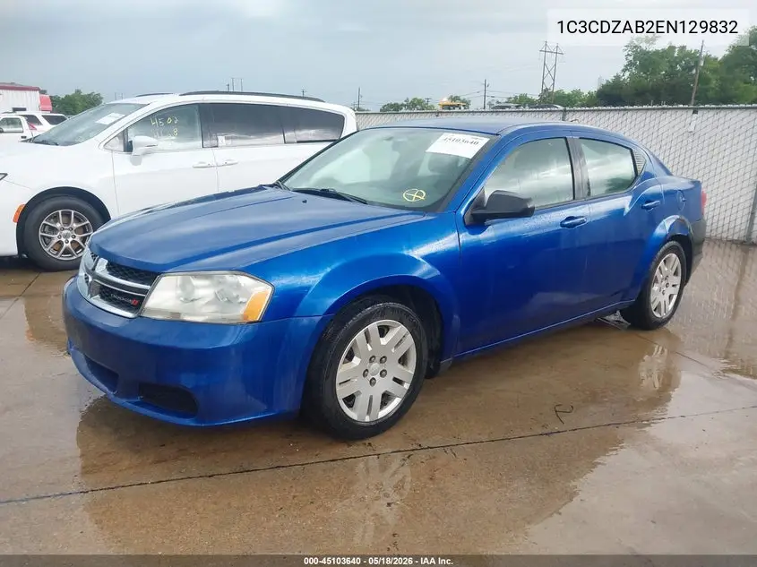2014 Dodge Avenger Se VIN: 1C3CDZAB2EN129832 Lot: 45103640