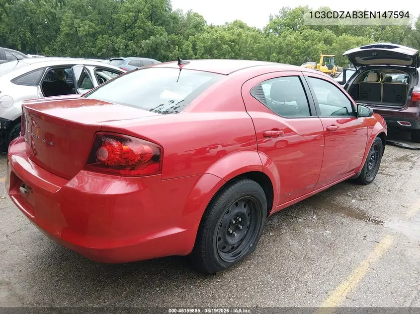 2014 Dodge Avenger Se VIN: 1C3CDZAB3EN147594 Lot: 45159885