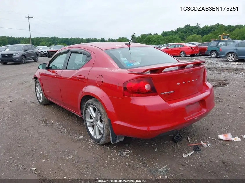 2014 Dodge Avenger Se VIN: 1C3CDZAB3EN175251 Lot: 45191300
