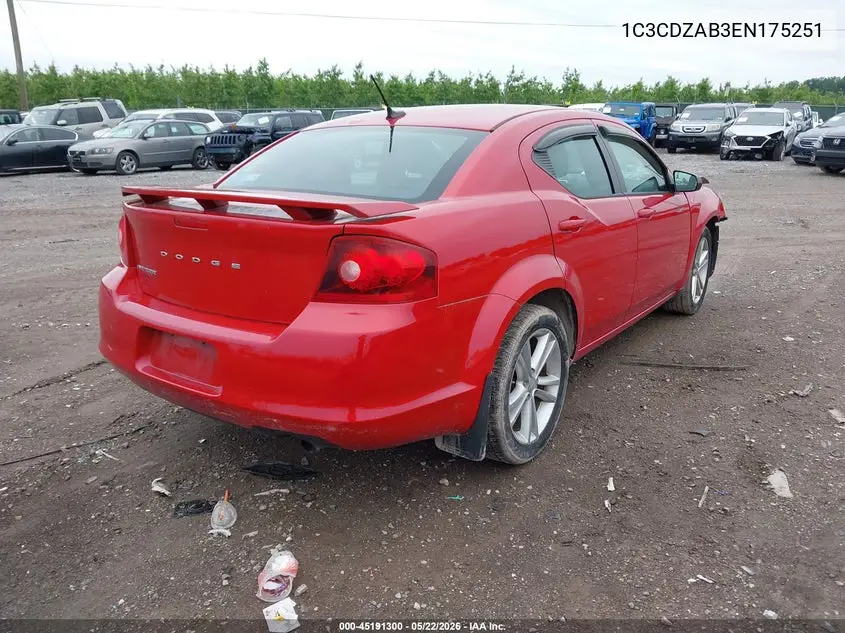 2014 Dodge Avenger Se VIN: 1C3CDZAB3EN175251 Lot: 45191300
