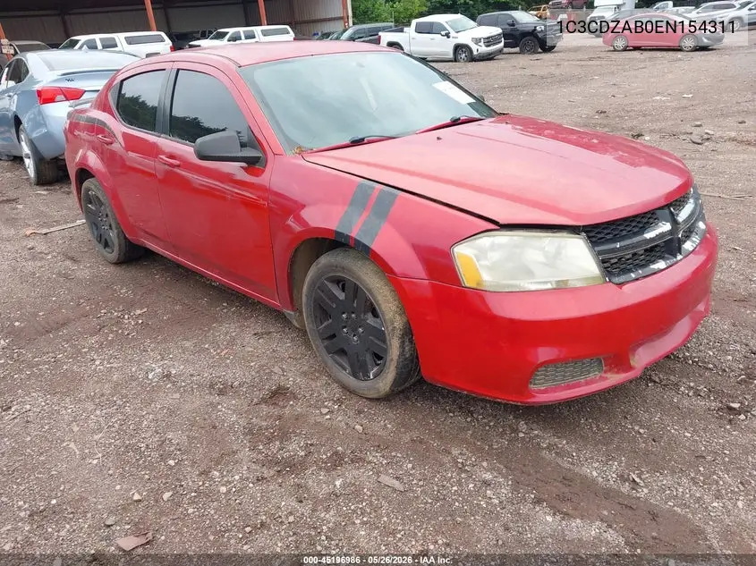 2014 Dodge Avenger Se VIN: 1C3CDZAB0EN154311 Lot: 45196986