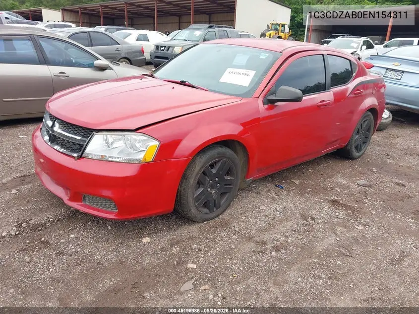 2014 Dodge Avenger Se VIN: 1C3CDZAB0EN154311 Lot: 45196986