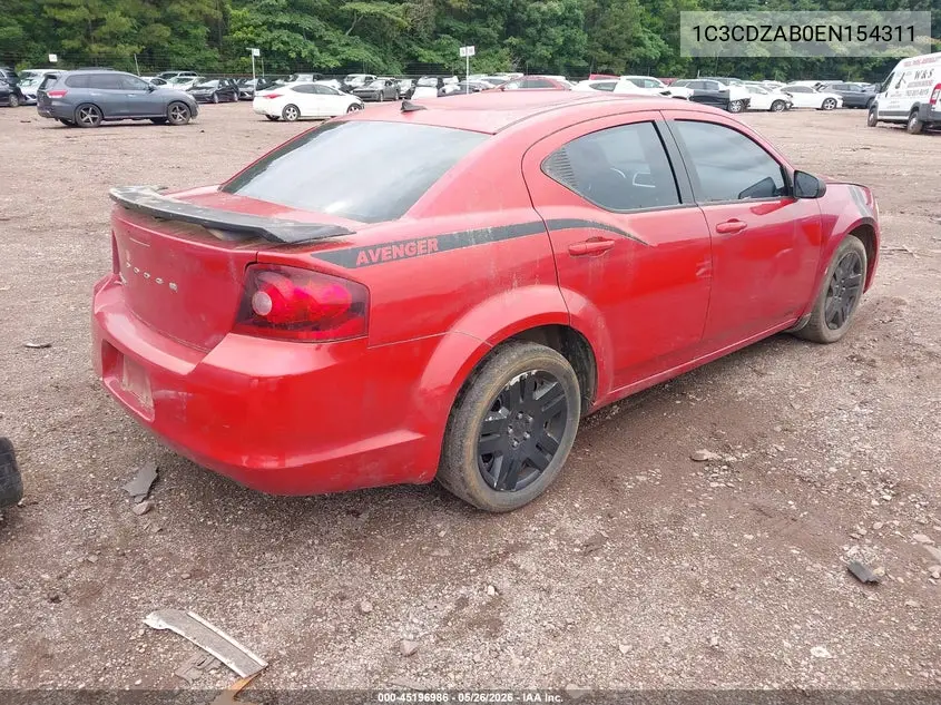 2014 Dodge Avenger Se VIN: 1C3CDZAB0EN154311 Lot: 45196986