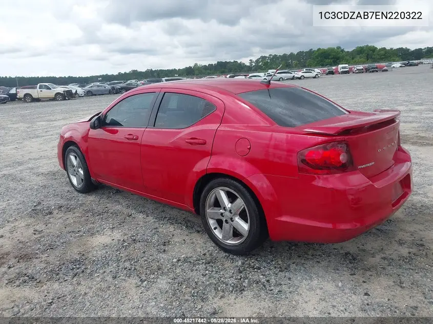 2014 Dodge Avenger Se VIN: 1C3CDZAB7EN220322 Lot: 45217442
