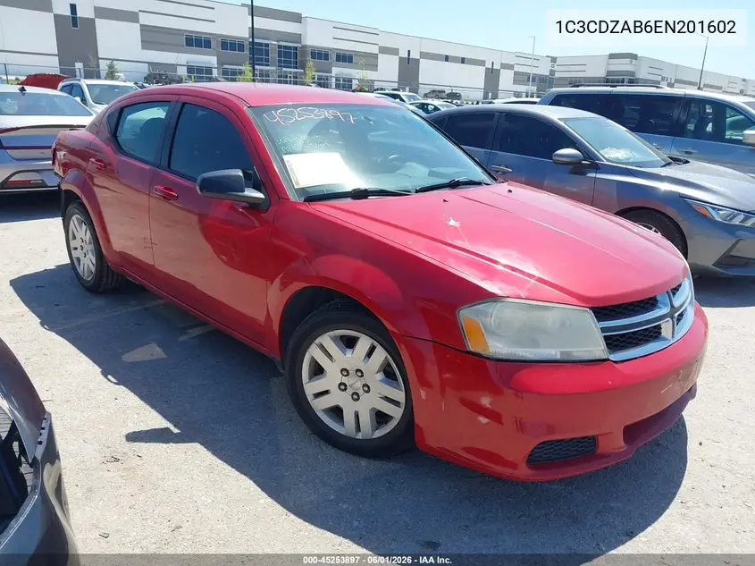 2014 Dodge Avenger Se VIN: 1C3CDZAB6EN201602 Lot: 45253897