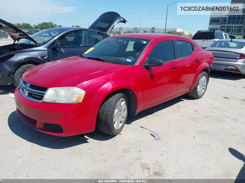 2014 Dodge Avenger Se VIN: 1C3CDZAB6EN201602 Lot: 45253897