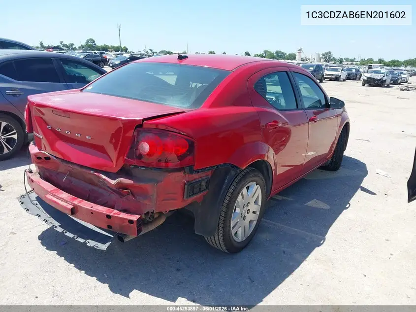 2014 Dodge Avenger Se VIN: 1C3CDZAB6EN201602 Lot: 45253897