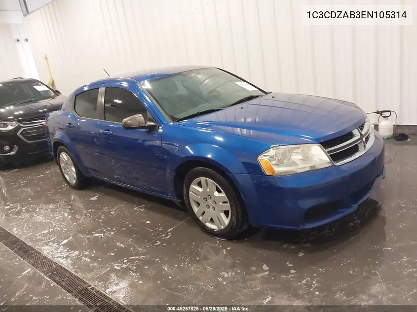 2014 Dodge Avenger Se VIN: 1C3CDZAB3EN105314 Lot: 45257825