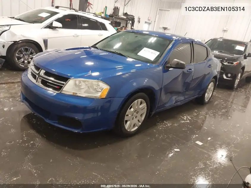 2014 Dodge Avenger Se VIN: 1C3CDZAB3EN105314 Lot: 45257825