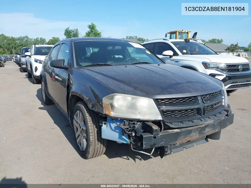 2014 Dodge Avenger Se VIN: 1C3CDZAB8EN181904 Lot: 45322427