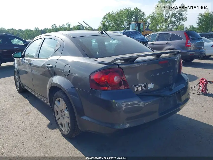 2014 Dodge Avenger Se VIN: 1C3CDZAB8EN181904 Lot: 45322427