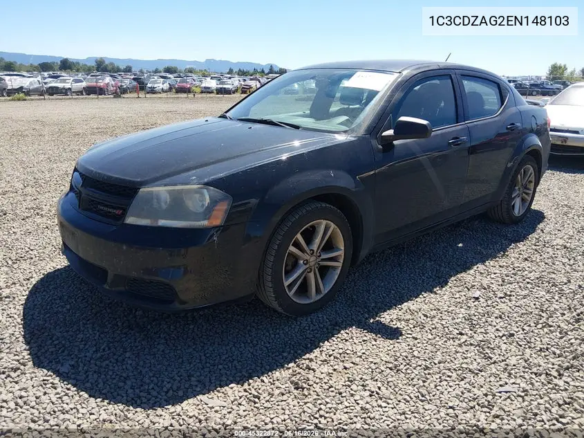 2014 Dodge Avenger Se VIN: 1C3CDZAG2EN148103 Lot: 45322872