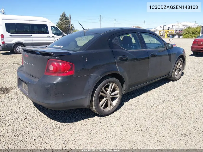 2014 Dodge Avenger Se VIN: 1C3CDZAG2EN148103 Lot: 45322872