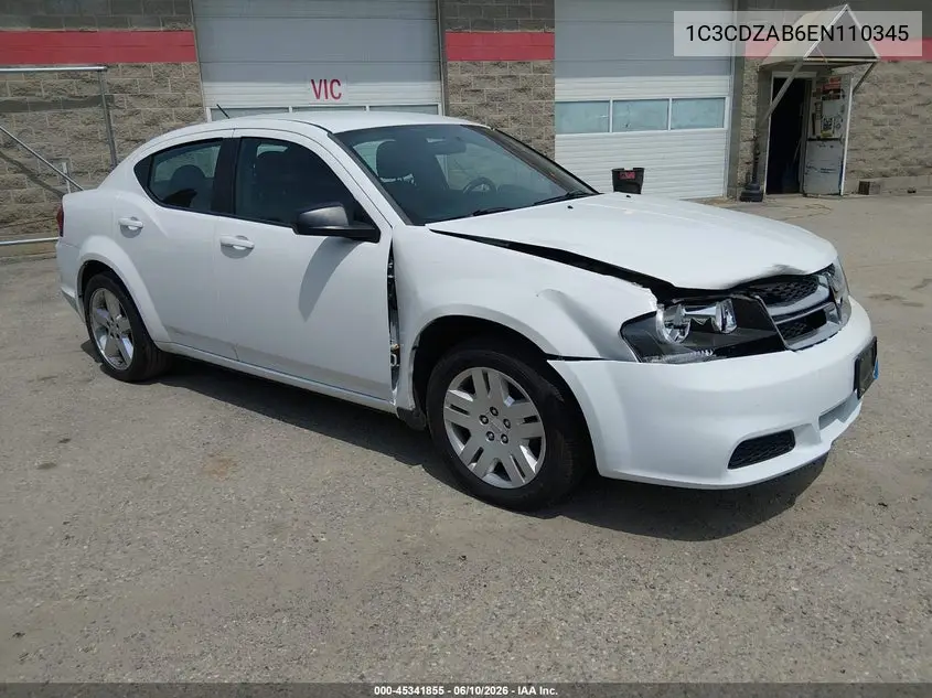 2014 Dodge Avenger Se VIN: 1C3CDZAB6EN110345 Lot: 45341855