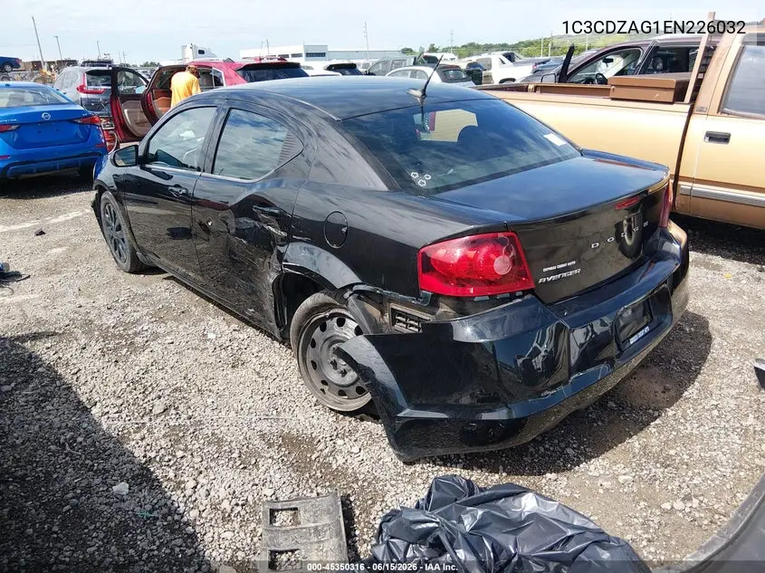 2014 Dodge Avenger Se VIN: 1C3CDZAG1EN226032 Lot: 45350316