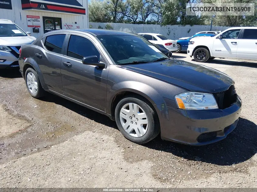 2014 Dodge Avenger Se VIN: 1C3CDZAB3EN196908 Lot: 45355386