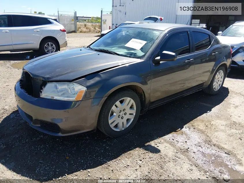 2014 Dodge Avenger Se VIN: 1C3CDZAB3EN196908 Lot: 45355386