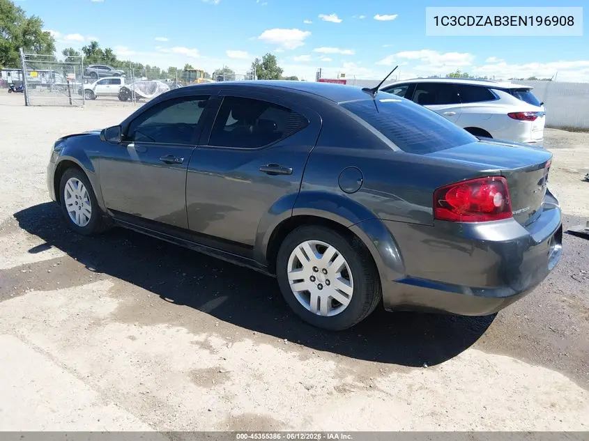 2014 Dodge Avenger Se VIN: 1C3CDZAB3EN196908 Lot: 45355386