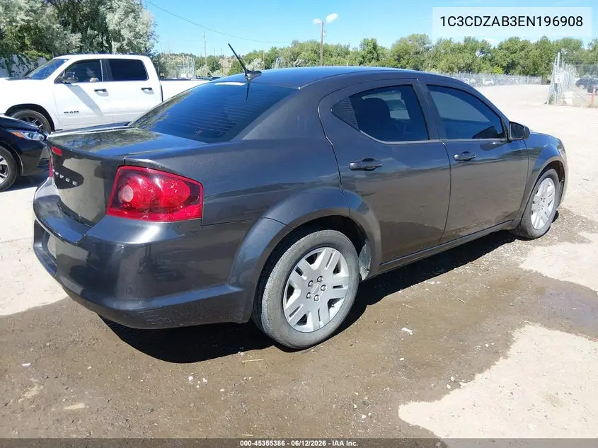 2014 Dodge Avenger Se VIN: 1C3CDZAB3EN196908 Lot: 45355386