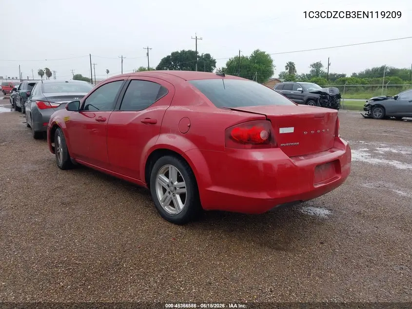 2014 Dodge Avenger Sxt VIN: 1C3CDZCB3EN119209 Lot: 45366586