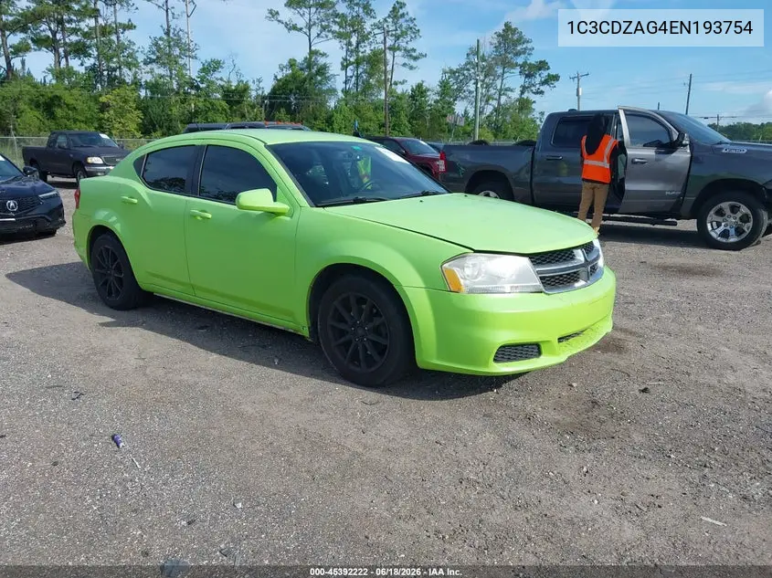 2014 Dodge Avenger Se VIN: 1C3CDZAG4EN193754 Lot: 45392222