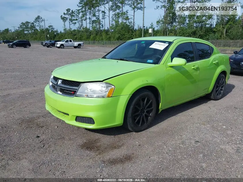 2014 Dodge Avenger Se VIN: 1C3CDZAG4EN193754 Lot: 45392222