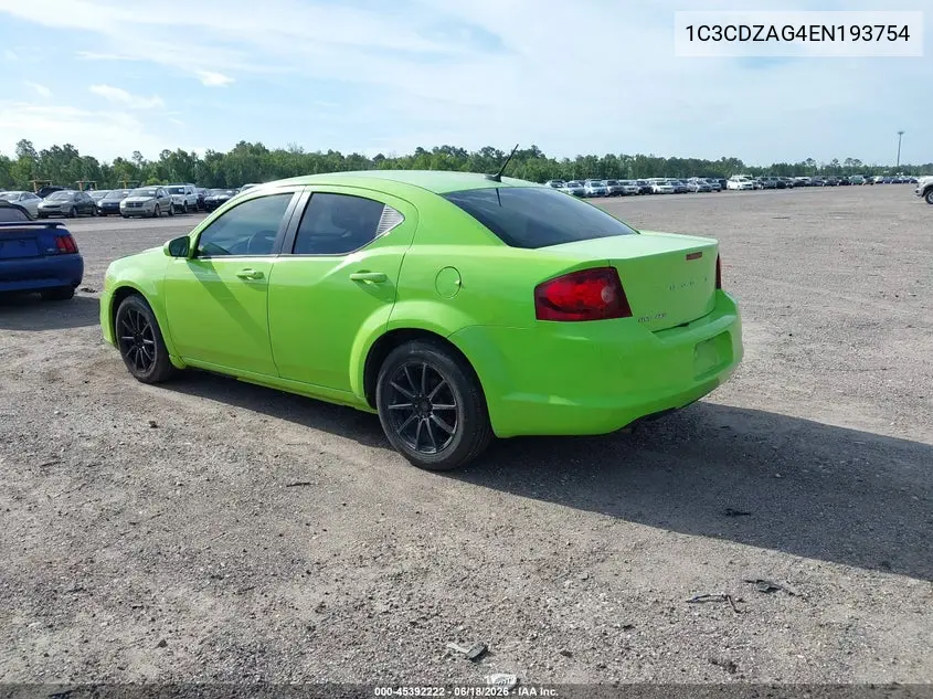 2014 Dodge Avenger Se VIN: 1C3CDZAG4EN193754 Lot: 45392222