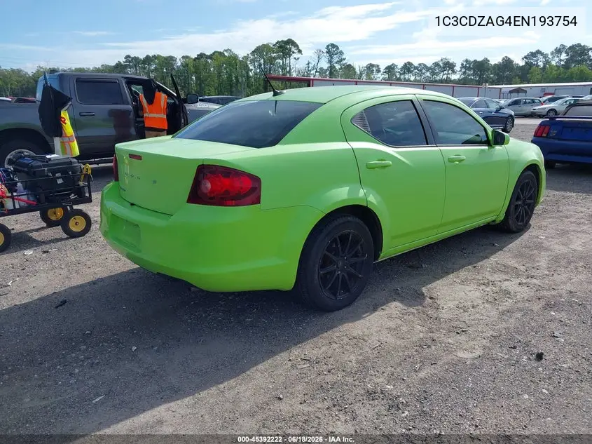 2014 Dodge Avenger Se VIN: 1C3CDZAG4EN193754 Lot: 45392222