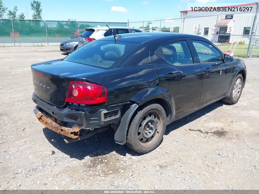 2014 Dodge Avenger Se VIN: 1C3CDZAB3EN216297 Lot: 45392546