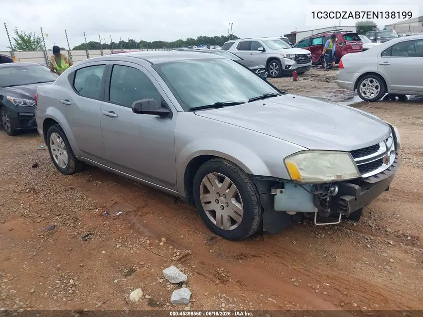 2014 Dodge Avenger Se VIN: 1C3CDZAB7EN138199 Lot: 45398560