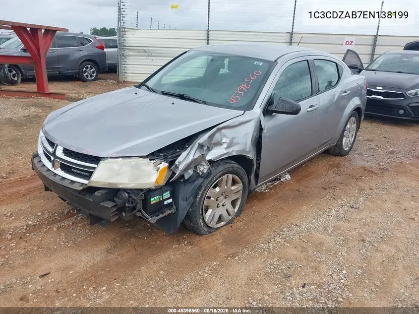 2014 Dodge Avenger Se VIN: 1C3CDZAB7EN138199 Lot: 45398560