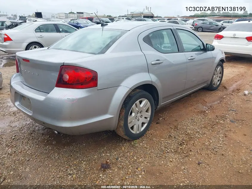 2014 Dodge Avenger Se VIN: 1C3CDZAB7EN138199 Lot: 45398560