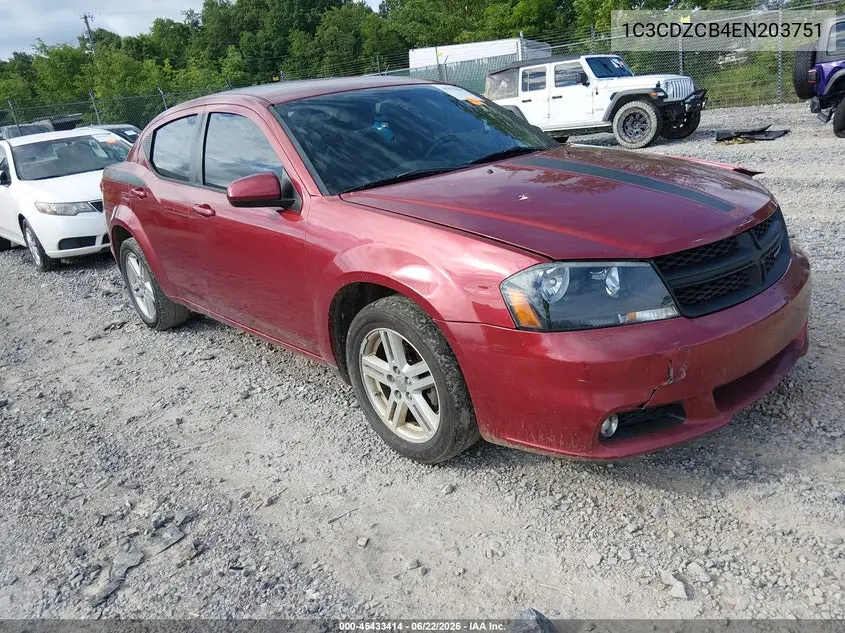 2014 Dodge Avenger Sxt VIN: 1C3CDZCB4EN203751 Lot: 45433414