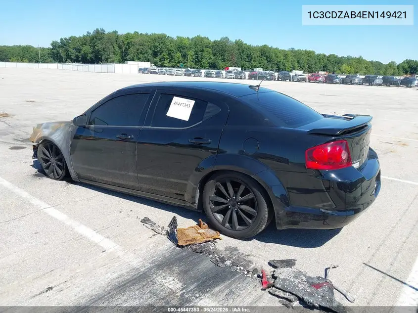 2014 Dodge Avenger Se VIN: 1C3CDZAB4EN149421 Lot: 45447353