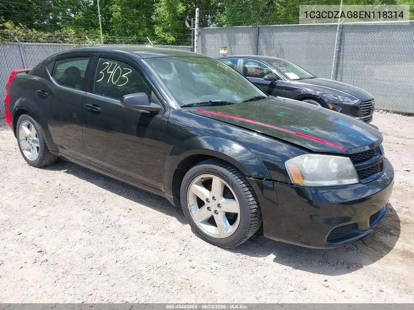 2014 Dodge Avenger Se VIN: 1C3CDZAG8EN118314 Lot: 45463403