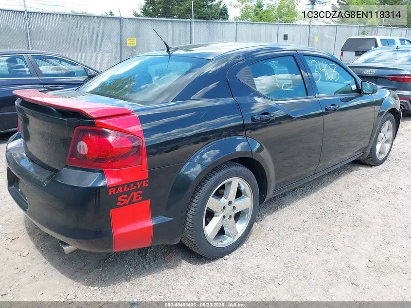 2014 Dodge Avenger Se VIN: 1C3CDZAG8EN118314 Lot: 45463403