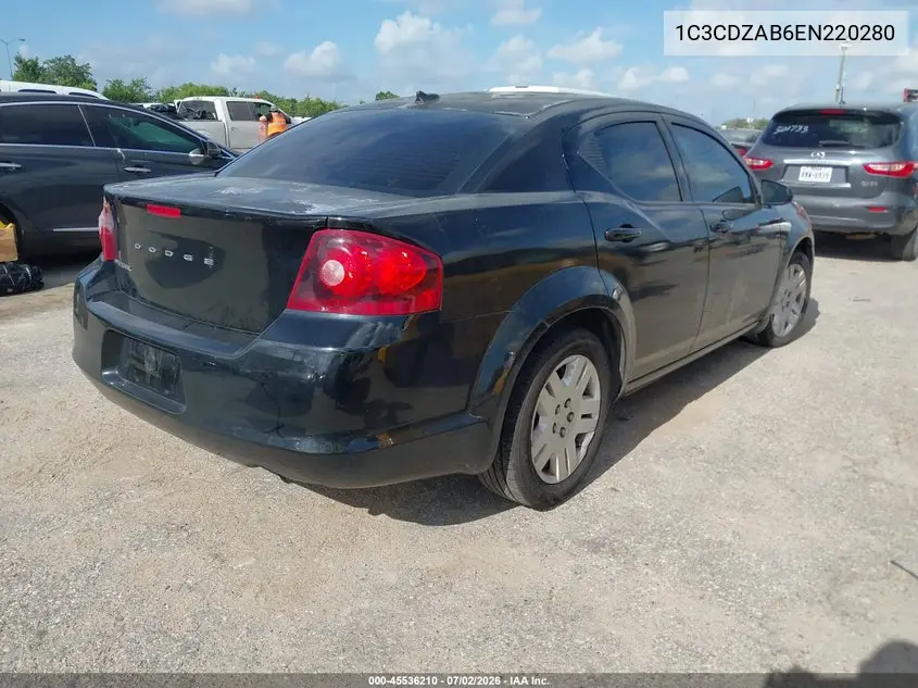 2014 Dodge Avenger Se VIN: 1C3CDZAB6EN220280 Lot: 45536210