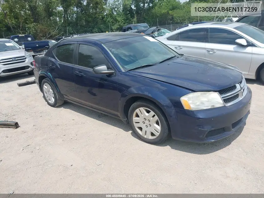 2014 Dodge Avenger Se VIN: 1C3CDZAB4EN117259 Lot: 45589445