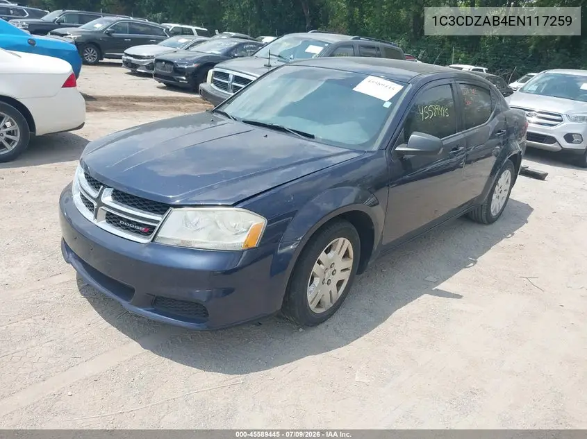 2014 Dodge Avenger Se VIN: 1C3CDZAB4EN117259 Lot: 45589445