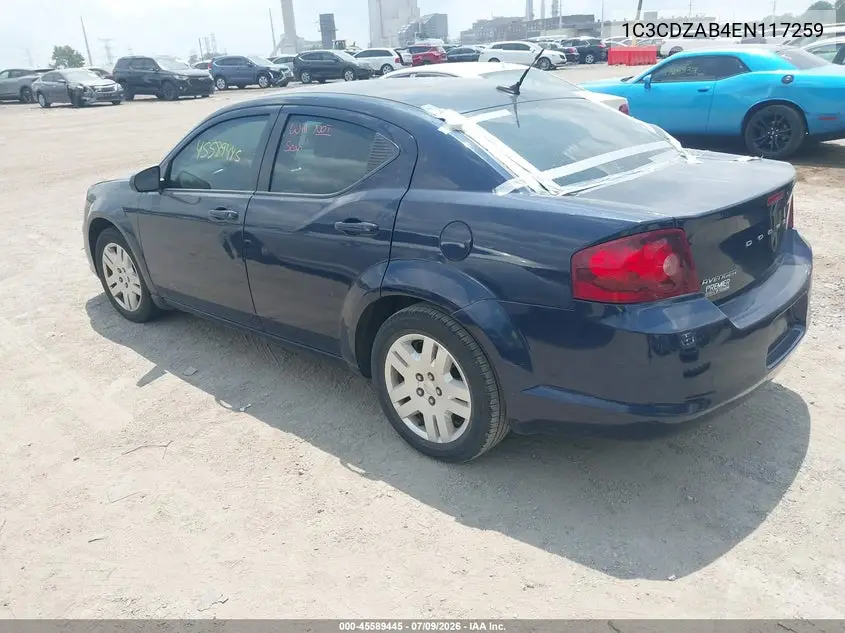 2014 Dodge Avenger Se VIN: 1C3CDZAB4EN117259 Lot: 45589445