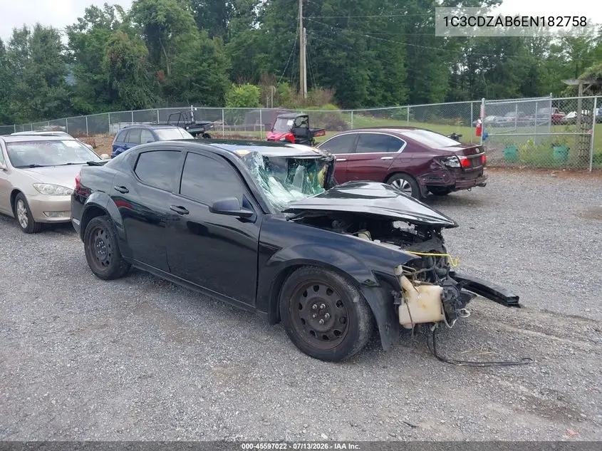 2014 Dodge Avenger Se VIN: 1C3CDZAB6EN182758 Lot: 45597022