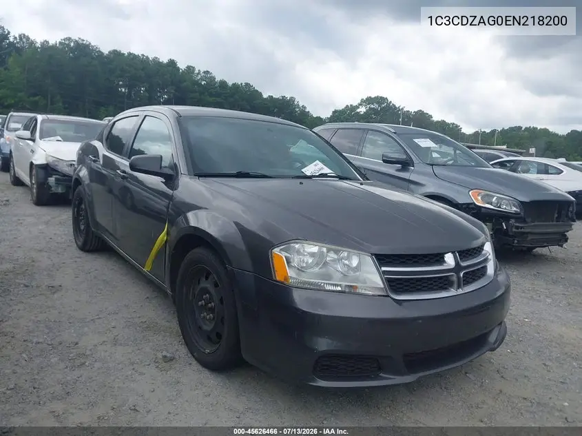 2014 Dodge Avenger Se VIN: 1C3CDZAG0EN218200 Lot: 45626466