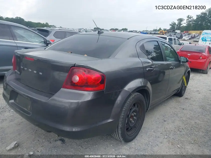 2014 Dodge Avenger Se VIN: 1C3CDZAG0EN218200 Lot: 45626466