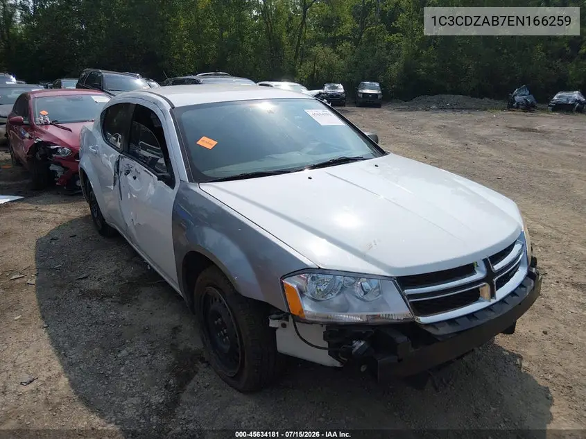 2014 Dodge Avenger Se VIN: 1C3CDZAB7EN166259 Lot: 45634181