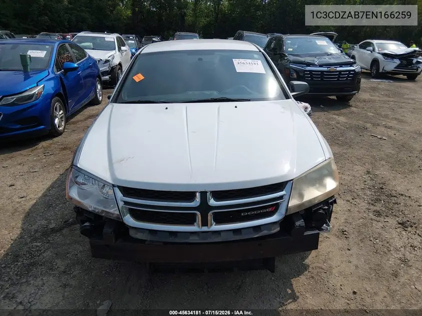 2014 Dodge Avenger Se VIN: 1C3CDZAB7EN166259 Lot: 45634181